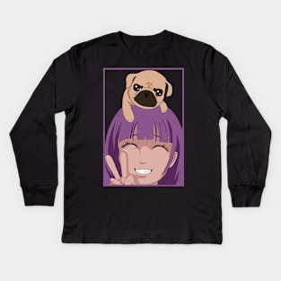 Pug Girl Kids Long Sleeve T-Shirt